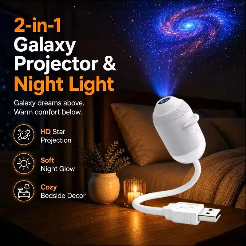 Rotatable Galaxy Starry Sky Projector Portable Car Home Decor 2-in-1 Wiring-free Led Sunset Atmosphere Lamp Children Adult Gifts