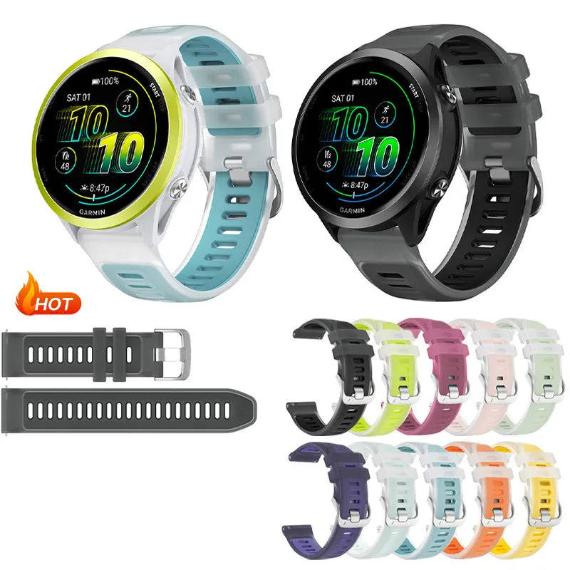 Transparent Candy Color Silicone Strap For Garmin Forerunner 265 265s 255 55 158 165 Music 570 Venu 4 3 3s 2 SQ Vivoactive 6 5