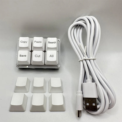 6Keys Copy Paste Search Save Cut Keyboard One Handed OSU Keypad Programmable Mechanical Shortcut Macro Keyboard for Working Game